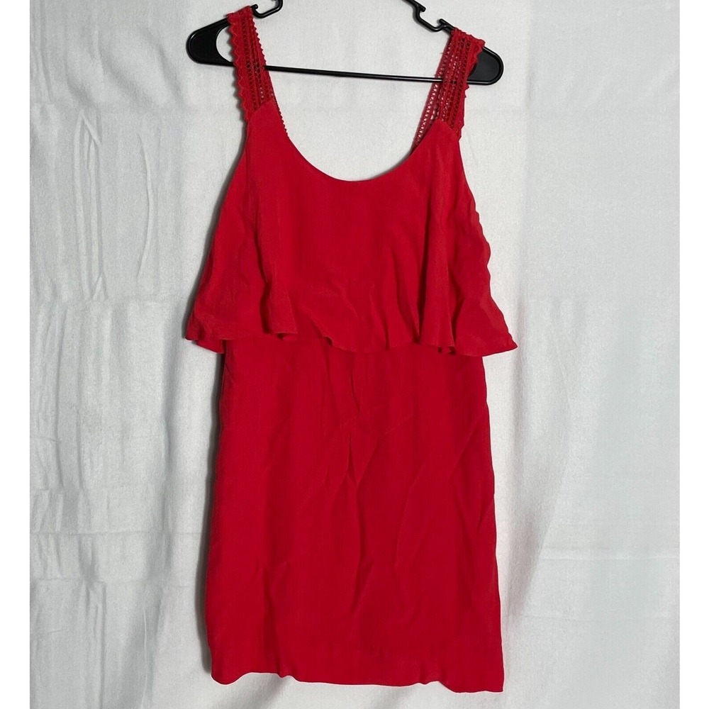 Maeve Anthropologie Sz 2 Red Dress Layered Mini Sundress Crochet Strap